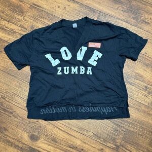 Zumba Black Love Graphic T-Shirt long crop